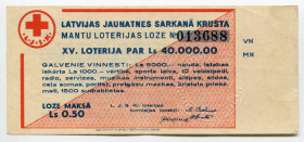 Latvia Lottery Ticket 50 Santimu 1939
# 013688; XF