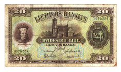 Lithuania 20 Litu 1930
P# 27a; VF