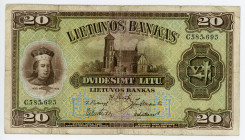 Lithuania 20 Litu 1930
P# 27a; # C585695; F