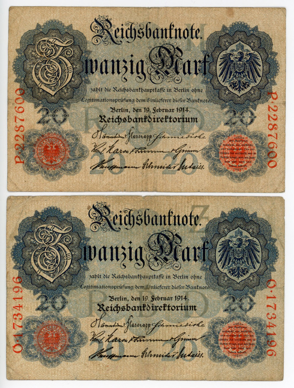 Germany - Empire 2 x 20 Mark 1914
P# 46b; F