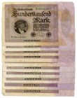 Germany - Weimar Republic 10 x 100 Mark 1923
P# 83; F-VF