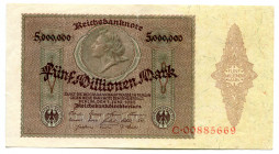 Germany - Weimar Republic 5 Millionen Mark 1923
P# 90; #00885669; XF