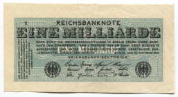 Germany - Weimar Republic 1 Milliard Mark 1923
P# 122; XF+