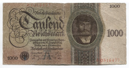 Germany - Weimar Republic 1000 Reichsmark 1924
P# 179; # A0316477; F