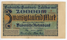 Germany - Weimar Republic Bavaria 20000 Mark 1923
P# S926; #A778881; VF