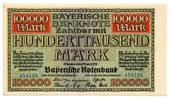 Germany - Weimar Republic Bavaria 100000 Mark 1923
P# S928; #454195; UNC