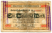 Germany - Weimar Republic East Prussia Konigsberg 1000000 Mark on 1000 Mark 1922
Karpinski# 23.9A; #103230; VG+/F-