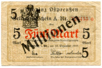 Germany - Weimar Republic East Prussia Konigsberg 5 Million Mark on 5 Mark 1923
Karpinski# 22.10g; #726455; VG