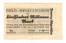 Germany - Weimar Republic Konigsberg 500 Million Mark 1923
Karpinski# 23.15B; XF