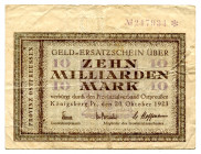 Germany - Weimar Republic East Prussia Konigsberg 10 Billion Mark 1923
Karpinski# 23.19C; #247934; F