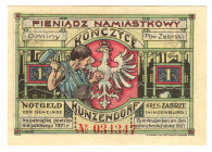 Germany - Weimar Republic Kunzendorf Notgeld 1 Mark 1922
Grabowski/Mehl 750.1b; UNC