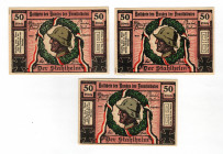 Germany - Weimar Republic Berlin Nothgelds 3 x 50 Pfennig 1922
AUNC