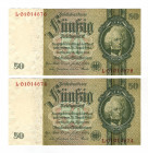 Germany - Third Reich 2 x 50 Reichsmark 1933
P# 182; UNC