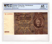 Germany - Third Reich 1000 Reichsmark 1936 PCGS 65 OPQ
P# 184; UNC