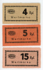 Germany - Third Reich Holleischen 4 - 5 - 15 Reichspfenning 1939 - 1945 (ND) POW
MWH Wertmarke; AUNC+