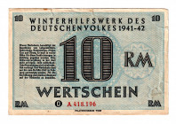 Germany - Third Reich Winterhelp 10 Reichsmark 1941 - 1942
Kroll# 408; XF