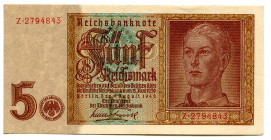 Germany - Third Reich 5 Reichsmark 1942
P# 186a; #2794843; XF+