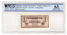 Germany - Third Reich 1 Reichspfennig 1942 (ND) PCGS 63
P# M31; UNC