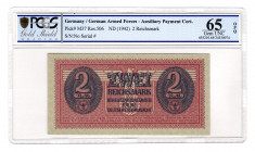 Germany - Third Reich 2 Reichsmark 1942 (ND) PCGS 65 OPQ
P# M37; UNC