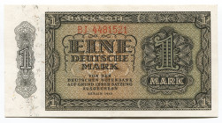 Germany - DDR 1 Mark 1948
P# 9b; # BJ 4481521; UNC