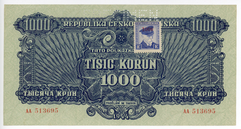 Czechoslovakia 1000 Korun 1944 Specimen
P# 57s; #513695; UNC