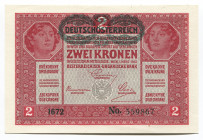 Austria 2 Kronen 1917 - 1919 (ND)
P# 50, KK# 134; # 1672 559867; UNC