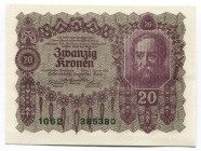 Austria 20 Kronen 1922
P# 76, KK# 168; # 1062 385380; UNC