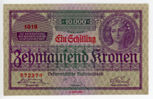 Austria 1 Schilling on 10000 Kronen 1924
P# 87; #1018 872374; VF