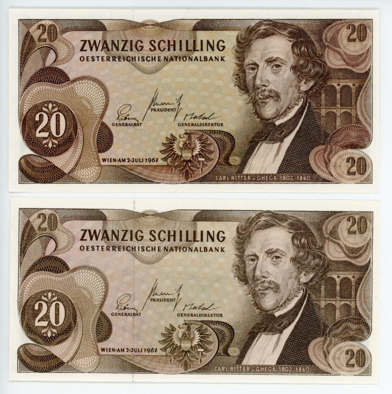 Austria 2 x 20 Schilling 1967
P# 142; UNC