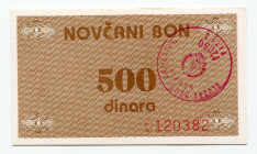 Bosnia & Herzegovina 500 Dinara 1992 (ND) "Vitez"
P# 49c; AUNC