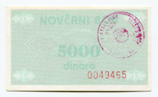 Bosnia & Herzegovina 5000 Dinara 1992 (ND) "Novi Travnik"
P# 51b; XF+/AUNC-