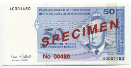 Bosnia & Herzegovina 50 Convertible Pfeniga 1998 (ND) Specimen
P# 57s; # A0001480; UNC