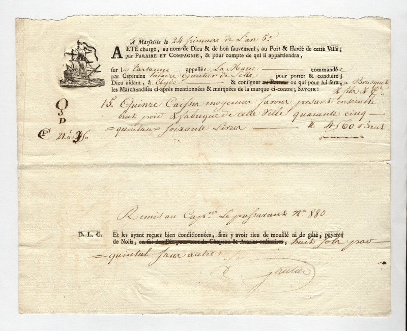 France Marseille Customs Document 1820
XF