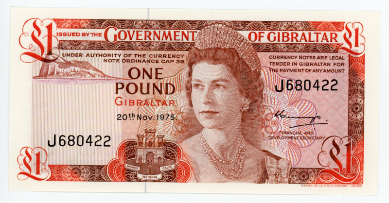 Gibraltar 1 Pound 1975
P# 20a; #J680422; UNC