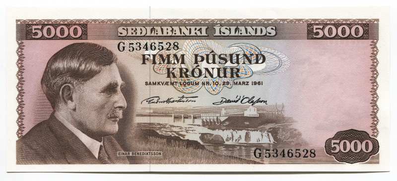 Iceland 5000 Kronur 1961
P# 47a; #G5346528; UNC