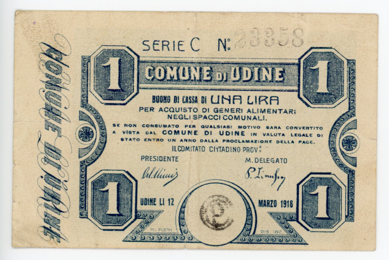 Italy Udine 1 Lire 1918
# 23358; Comune Di Udine; XF