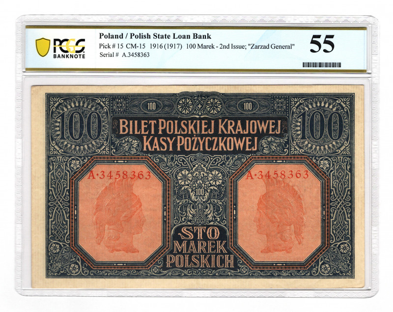 Poland 100 Marek 1916 German Occupation - WW I PCGS 55
P# 15; AUNC