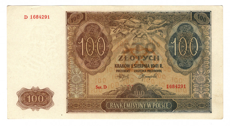 Poland 100 Zlotych 1941
P# 103; UNC