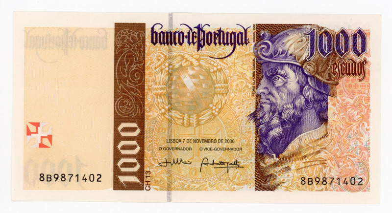 Portugal 1000 Escudos 2000
P# 188d; #B9871402; XF+/ AUNC-