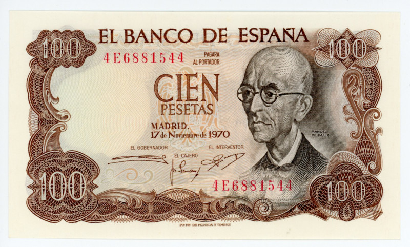 Spain 100 Pesetas 1970
P# 152; #4E6881544; UNC