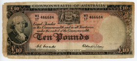 Australia 10 Pounds 1960 (ND)
P# 36a; # WA/17 466684; VG