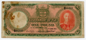 Fiji 1 Pound 1951
P# 40f; # B/8 06727; F