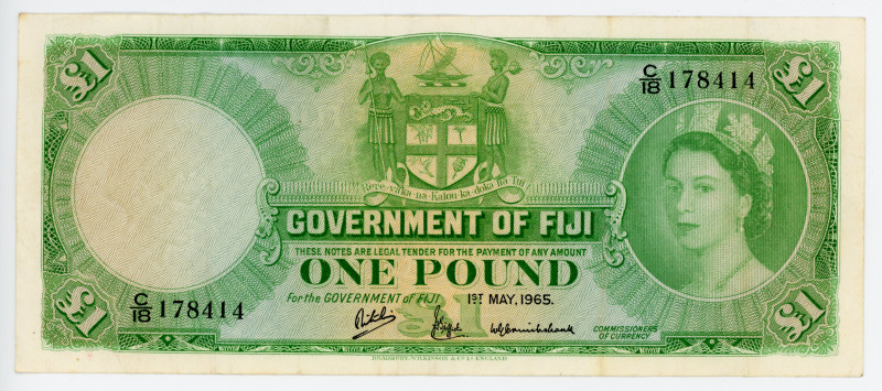 Fiji 1 Pound 1965
P# 53g; # C/18 178414; VF