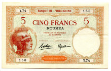 New Caledonia 5 Francs 1926 (ND)
P# 36b; #Y74150; VF+