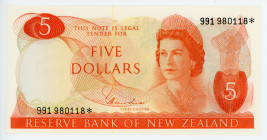 New Zealand 5 Dollars 1977 - 1981 (ND)
P# 165d; # 991 980118*; AUNC-UNC