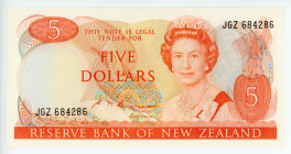 New Zealand 5 Dollars 1985 - 1989 (ND)
P# 171b; # JGZ684286; UNC