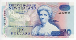New Zealand 10 Dollars 1992 (ND)
P# 178a; #000191; UNC