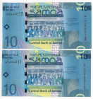 Samoa 2 x 10 Tala 2008 (ND) With Consecutive Numbers
P# 39a; #WT0004511 - WT0004512; UNC