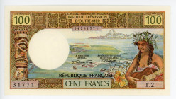Tahiti 100 Francs 1971 (ND)
P# 24a; #04331771; UNC