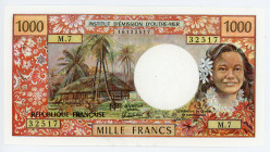 Tahiti 1000 Francs 1985 (ND)
P# 27d; # M.7 32517; Signature 5; UNC